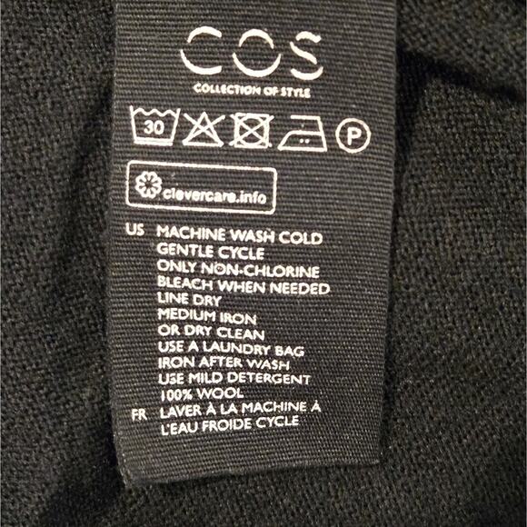 COS 100% Wool Black Knit Layered Tiered Long Sleeve Sweater Dress, Size Medium - Picture 6 of 6